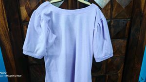 Lavender Square Neck Puff Sleeve Top