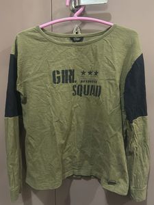 Roadster Girl Squad Olive Green Tee