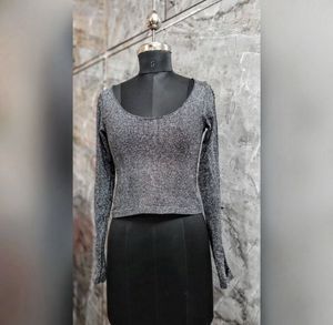 Sparkly Cutout Back Long Sleeve Top