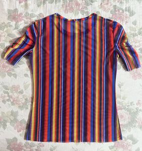 Colorful Striped Sheer Top