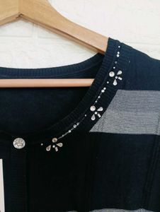 striped Button-Down Tee
