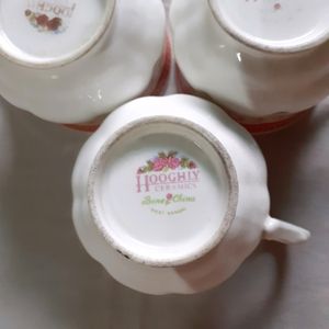 COMBO 3 Sets Glass Cup Bone China Tea Cup Coffee Cup 90s Vintage Tea Cup Set West Bengal Chai Cup Kitchen &amp; Dining Items Ceramic White Cup With Beautiful Design Indian Design Stylish Aesthetic Cup Set