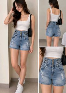 Distressed High-Waisted Denim Shorts