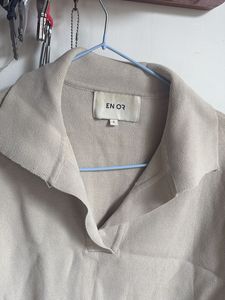 Beige Collared Cropped Top