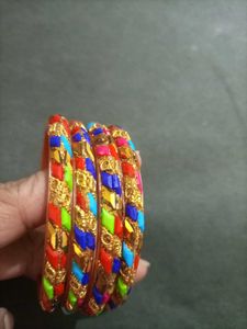 Sawan special Orenge 🧡 &amp; multicolour churi 💚