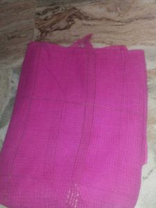 Vibrant Pink Odhna with Metallic Stripes