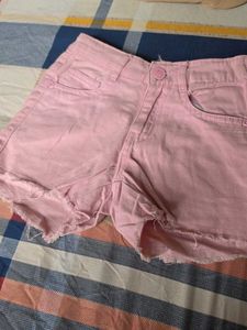 Pink Denim Shorts