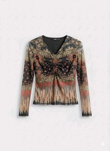 Boho Print Long Sleeve Top