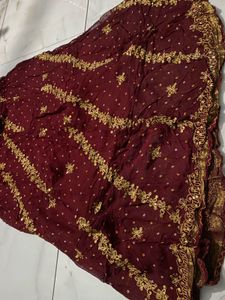 Exquisite Maroon &amp; Gold Embellished Lehenga Choli