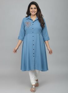 Chic Blue Embroidered dress