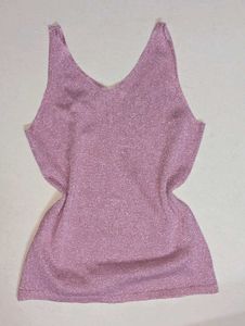 Sparkly V-Neck pink Tank Top