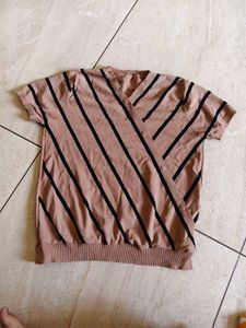 Stylish Striped Wrap Top