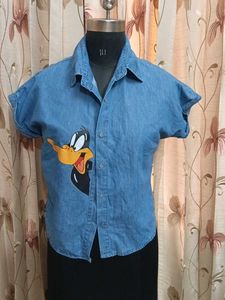 Cute Donald Duck Disney Denim Shirt