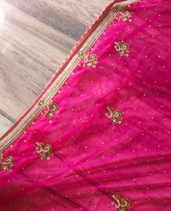 Stylish Full Flair Saree With Blouse  &amp; Petti Coat Also   Magenta Colour Heavy Work  Saree   Party Wear Saree  Only One Time Use   Febric  --net