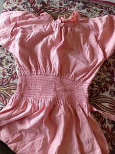 Girls Pink Top With Elastic On The Waist
