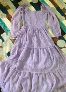 Purple Polka Dot Tiered Maxi Dress