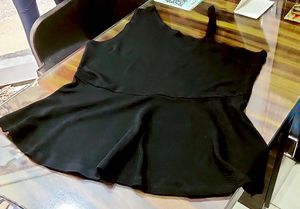 Chic Black Textured Peplum Top