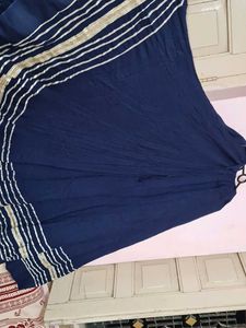 Elegant Navy Blue 💙 lehngha choli  with Gold Trim