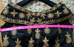 Elegant Black &amp; Gold Embroidered Blouse