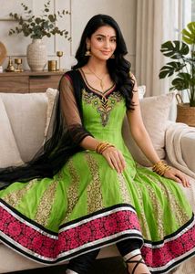 Stunning Green Anarkali Kurta Set