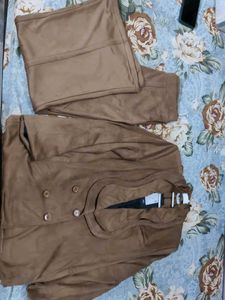 Suede Blazer Jacket Set