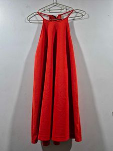 Vibrant Red Halter Neck A-Line ZARA dress