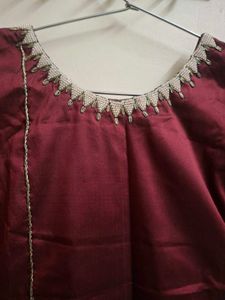Maroon Embroidered Silk Kurta zardozi