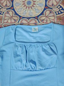 Baby Blue Square Neck Long Sleeve Top