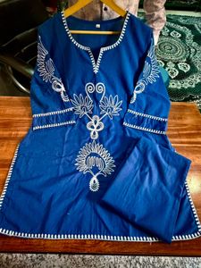 Celeb Style Blue Embroidered Co-ord Set