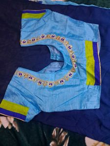 Vibrant Blue Cotton Saree