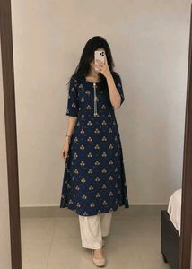 Stylish Navy Blue Printed Kurta Set