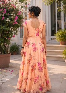 Peach Floral Maxi Dress