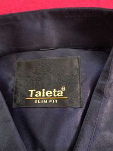 Men's Navy Blue Formal Shirt shine cloth