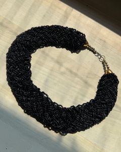 Chunky Black Beaded Necklace