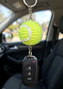 Crocheted Tennis Ball Keychain