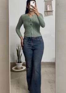Chic Green Crochet Knit top