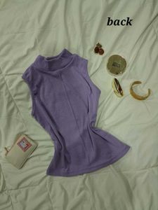 Lavender Mock Neck Sleeveless Top