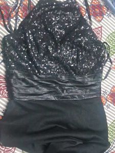 Elegant Black Halter Slit Gown