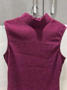 Sleeveless Mock Neck Textured Top
