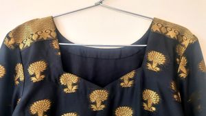 Ethnic Gold And Black Kurti With Dupatta