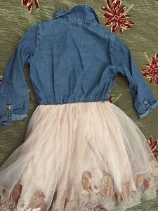 Girls Denim &amp; Tulle Dress