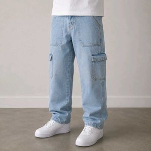 Light Wash Cargo Jeans