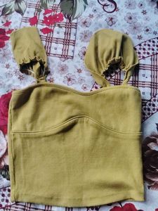 Mustard Yellow Ribbed Crop Top