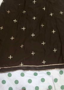 Embellished Dark Brown Saree