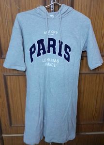 Grey Paris Hoodie T-shirt Dress