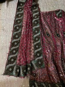 y2k Stunning Pink Sequined Lehenga Choli Set