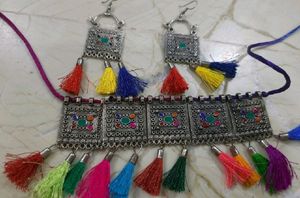 Boho Silver Tone Necklace & Earrings