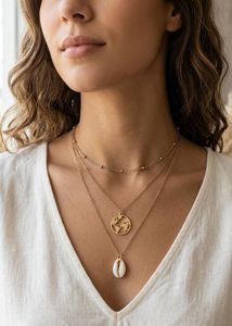 Layered Globe & Shell Necklace