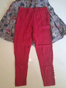 Stylish Grey Printed Kurta with Red Pants