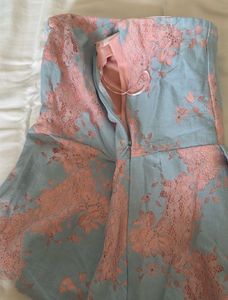 Cover Story Strapless Lace Floral Peplum Top